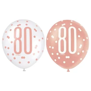Lateksballonger (6stk): Flere tall - Hvit, Fersken & Rosegull - 30cm - 80