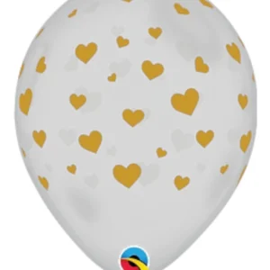 Lateksballonger (25stk): med hjerter - Gjennomsiktig - 28cm