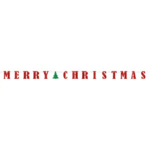 Banner: "Merry Christmas" - Rød - 365.7cm x 12.7cm