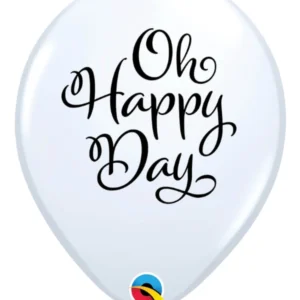 Lateksballonger (25stk): "Oh Happy Day" - Hvit - 28cm