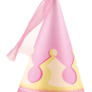 Festhatter (4stk): Prinsesse med tyll topp - Rosa & Gul - 16cm