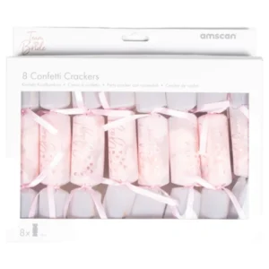 Partypopper / Cracker (8stk): Rosa med sløyfe - Rosa - 18 cm