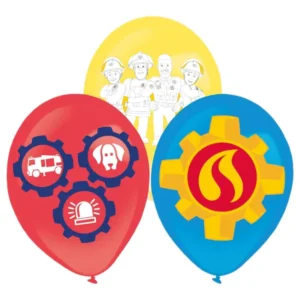 Lateksballonger (6stk): Brannman Sam lateksballonger - Rød & Blå & Gul - 27,5cm
