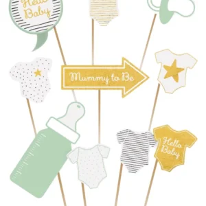 Fotoprops (10stk): 'Hello Baby'' - Flerfarget