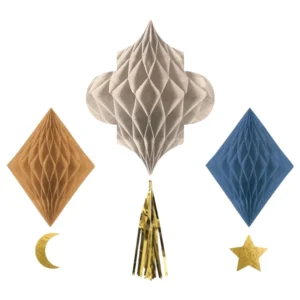 Honeycomb / Hengedekorasjoner (3stk): Eid Mubarak - Flerfarget