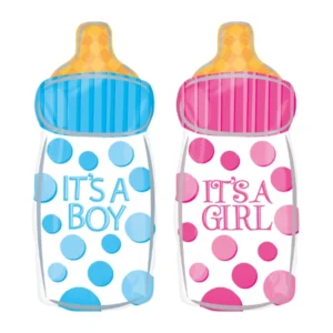 Folieballong: "Its a girl / boy" Tåteflaske - rosa / blå / Blå - 25 x 58 cm