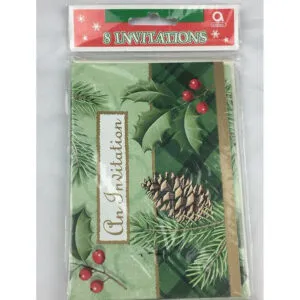 Invitasjonskort (8stk): Jul - Kongler - 10 x 15cm