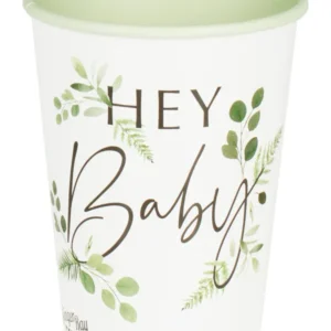 Kopper  (8stk): "Hey Baby" - Blomster - Hvit - 9cm L x 8cm B