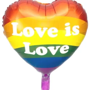 Folieballong: ''Love is Love'' - Regnbue Hjerte - Fargerik - 35cm