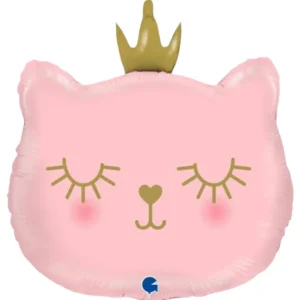 Folieballong: Prinsesse katt - Rosa - 66cm
