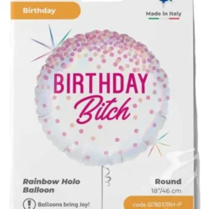Folieballong: "Birthday Bitch" - med prikker - 46cm