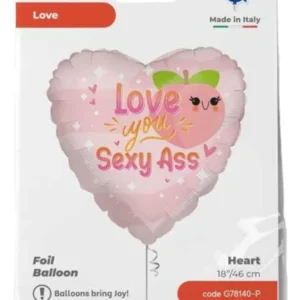 Folieballong: "Love you sexy ass" - Hjerte - Rosa - 46cm