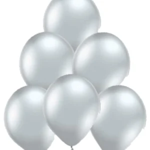 Lateksballonger (100stk): Glossy - 30cm - Silver (Glossy)