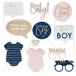 Fotoprops (10stk): Gender Reveal - "Boy or Girl" - Gull