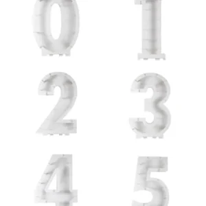 Mosaikk Tall: Nummer stativer Alle tall - Uten ballonger - Hvit - 80cm H x 58cm B x 14cm D