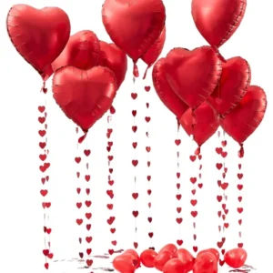 Folieballong (25stk): Hjerte - Valentinsdag ballonger med hjerte tassel - Rød - 45cm