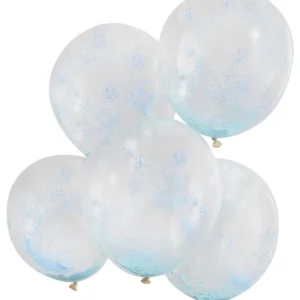 Konfettiballonger (5stk): Skum kuler i pastel - Lys blå - 30cm