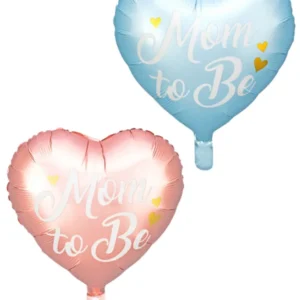 Folieballong : 'Mom to be'' hjerte - Blå / Rosa - 35cm