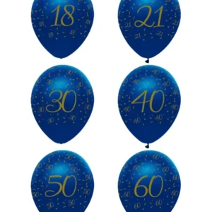 Lateksballonger (6stk): Bursdagsballonger - Kongeblå - 30cm