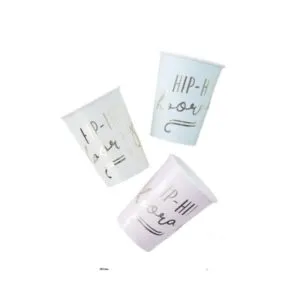 Kopper (8stk): "Hip Hip Hooray" - 9cm