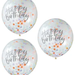Konfettiballonger (5stk): "Happy birthday" Game - Kontrollere - Fargerik - 30cm