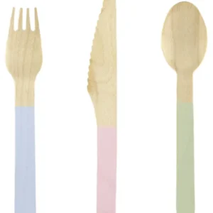 Bestikk (18stk): I tre - Flerfarget Pastel
