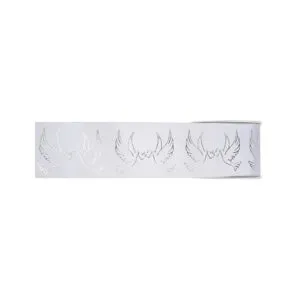 Bånd: Duer - Hvit - 5m x 4cm