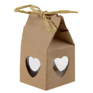Gaveesker(4stk): Hjerte - Hvit eller brun - 4 x 7cm - Brun