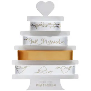 Bånd (4stk): Klistrebånd - "Just Married" - Metallic Gull