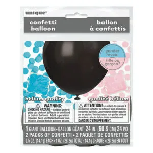 Lateksballong: Gendear Reveal - Ballong med Blå / Rosa Konfetti - 60cm