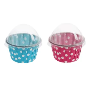 Muffinsform (6stk): Prikker - Rosa eller Blå - 3,7 x 6cm