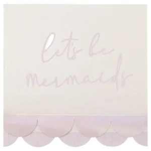 Servietter (16stk): Iriserende skjeld - Havfrue "Let's be Mermaid's" - Iriserende - 16,5cm