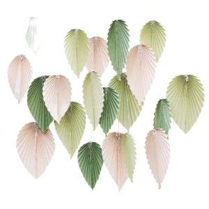 Hengende Dekor (25stk): Sage og krem palme backdrop - grønn - 30cm