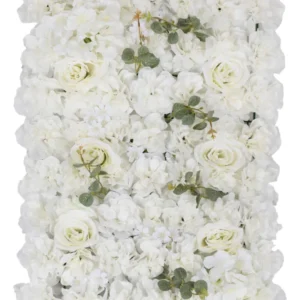 Backdrop: Fliser - Botaniske hvite roser med grønne blader - hvit - 60cm H x 40cm B