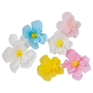 Blomster / Dekorasjoner (6stk): Blomster pastel 15-30cm - Fargerik
