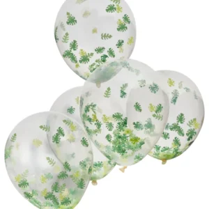 Konfettiballonger (5stk): Med palmeblader - Fargerik - 30cm