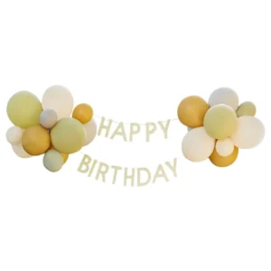 Banner / Girlander: "Happy birthday" med ballonger - Fargerik - 2m