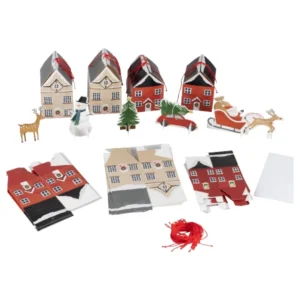 Adventkalender: Bokser med egne klistremerker & hyssing - Rød, Grønn & Hvit