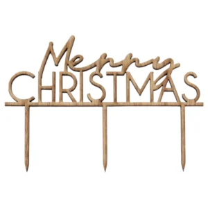 Kaketopp: "Merry Christmas" - Trefarget - Brun - 14cm