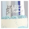 Kaketopp: "Happy Birthday" - Sølv - 12cm - Bilde 2