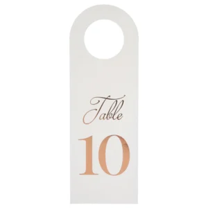 Bordnummer: ''1-10'' - Kan settes på flaske - Rosegull - 7 x 20,5 cm
