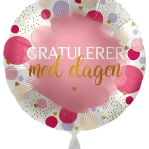 Folieballong: ''Gratulerer med dagen'' med prikker - 43cm