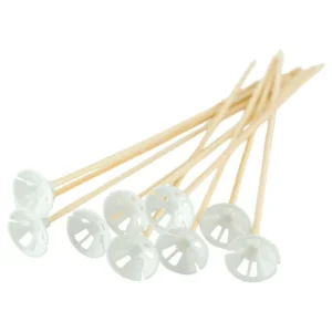 Ballongpinner / Cups & Sticks: Biosticks bamboo - Hvit