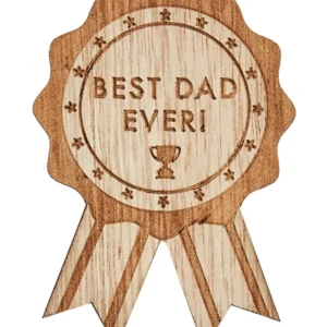 Merke: "Best Dad Ever" - Brun - 8cm x 6cm