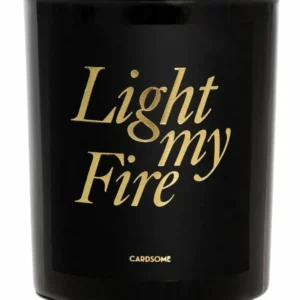 Stearinlys: "LIGHT MY FIRE" - Svart, Gull -185g