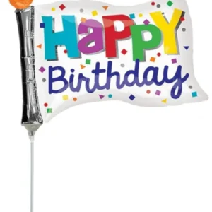 Folieballong: "Happy birthday" flagg - 35cm