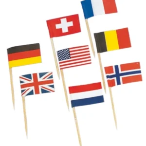 Cocktailpinner (30stk): Flagg - Fargerik - 6,1cm