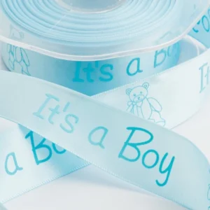 Silkebånd: "It's a Boy" - Blå - 25mm x 2m