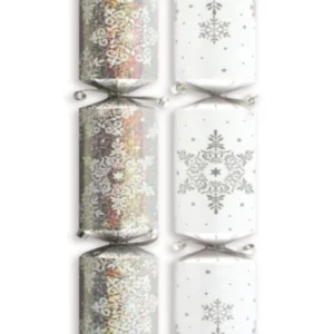 Partypopper / Cracker (8stk): Sølv & Hvit - 36cm