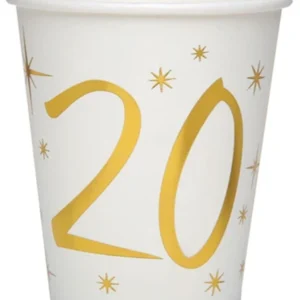Kopper (10stk): "20" - Gull - 7,8 x 9,7cm
